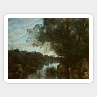 Souvenir of the Environs of Lake Nemi by Jean-Baptiste-Camille Corot Sticker